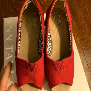 Tom’s red wedges - gently worn